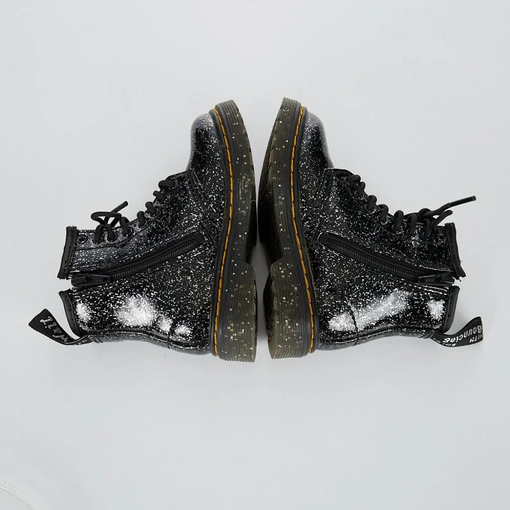 Dr. Martens Kids Black Glitter Lace-Up Boots